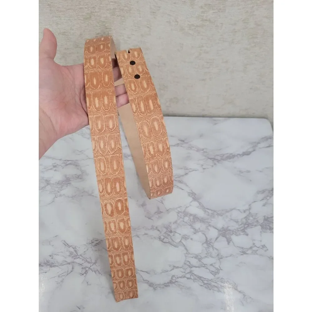 Tan Croc-Embossed Leather Belt Uncut Unfinished Blank